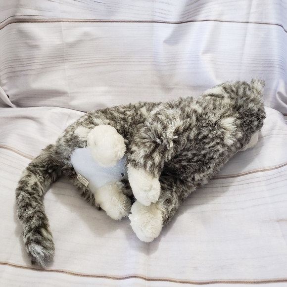 Vintage Royal Plush Gray White Marled Spotted Kitty Cat Plush 12 Inch Stuffed - Picture 5 of 10